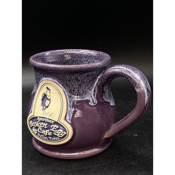 2012 Deneen Pottery Another Broken Egg Cafe Lilac Purple Mug Dallas Texas - Picture 9 of 12